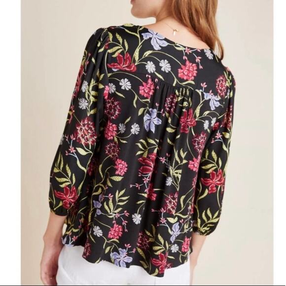 Anthropologie Dolan Cherie floral babydoll top small petite - Picture 2 of 8
